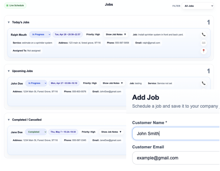 WorkPilot scheduling page screenshot